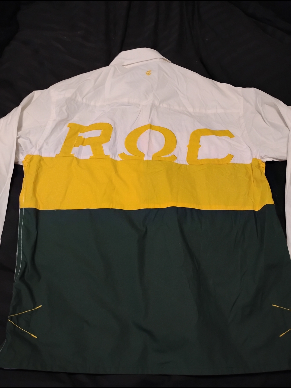 Rocawear White, Yellow & Dark Green Colorblock Dress Shirt